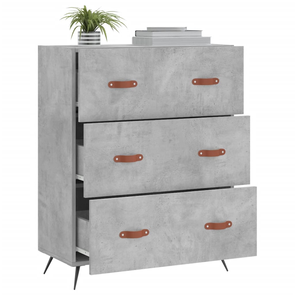 Chest of Drawers Concrete Grey 69.5x34x90 cm Engineered Wood